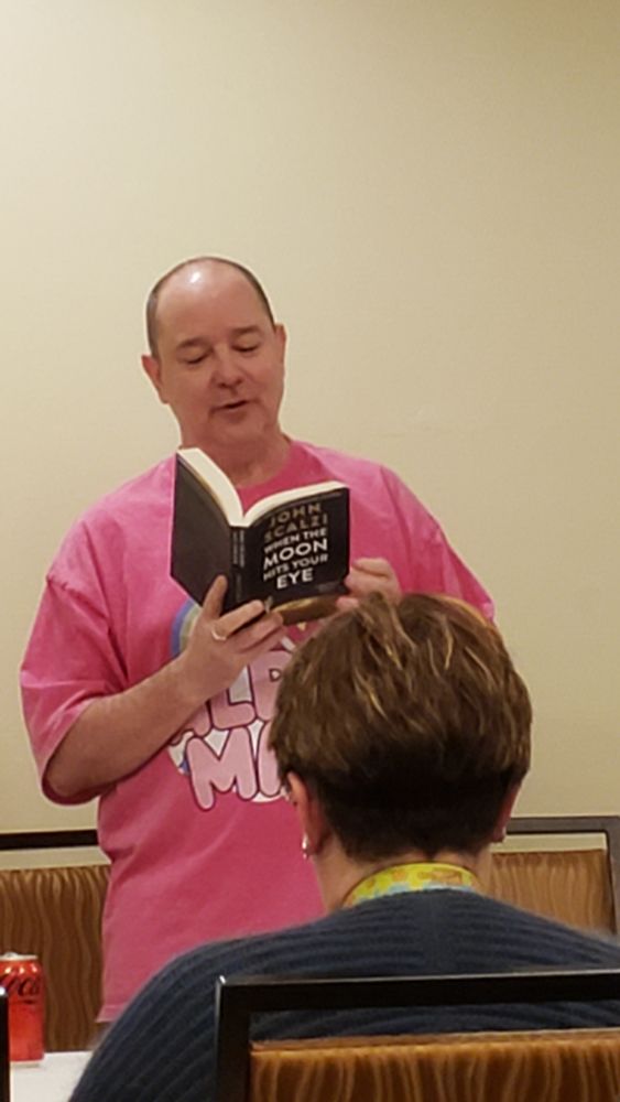 Author John Scalzi reading a chapter of his upcoming book, "When the Moon Hits your Eye".