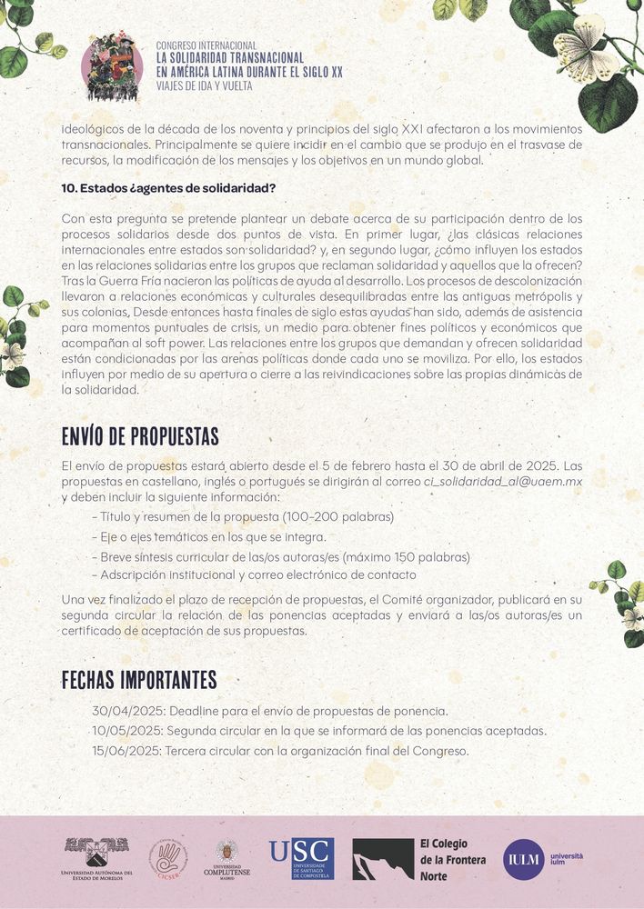 Congreso Internacional "La solidaridad transnacional en América Latina durante el siglo XX: viajes de ida y vuelta"