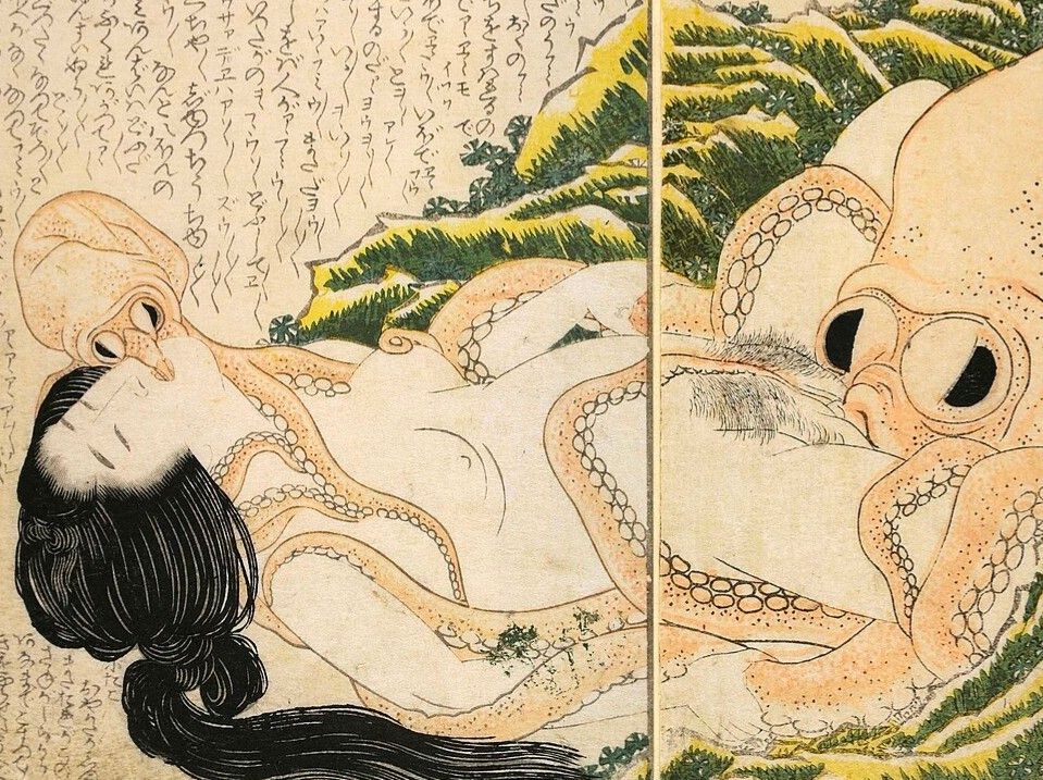 The dream of the fisherman's wife by Hokusai 1814