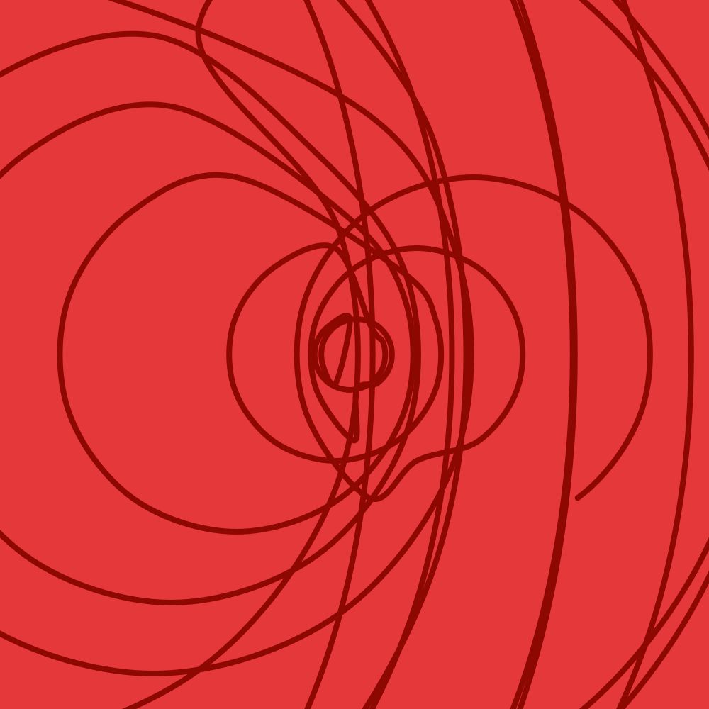 Curved line with a perspective that makes it unclear whether it intersects itself - red line and light-red background