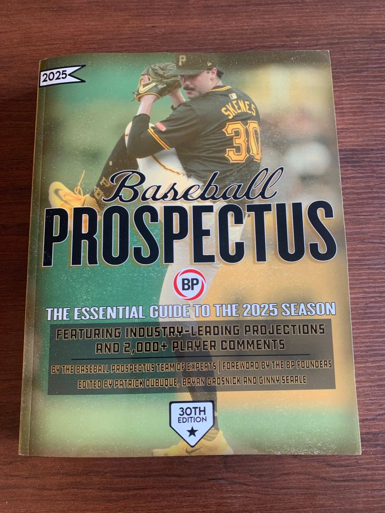 The cover of the 2025 Baseball Prospectus annual, featuring Paul Skenes.