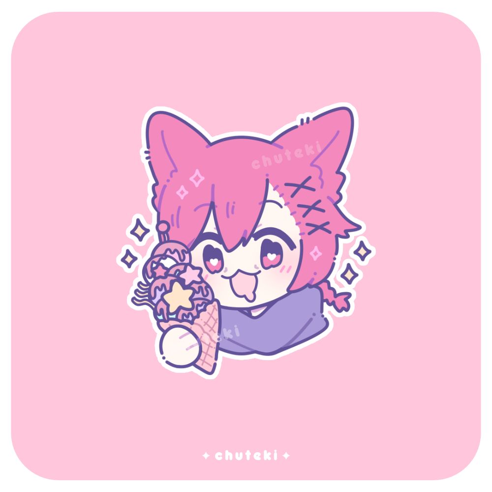 Illustration of a chibi G'raha Tia holding an icecream