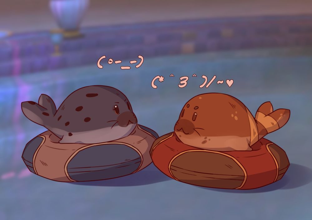 Seals from Honkai Star Rail drawn as Feng Xin and Mu Qing