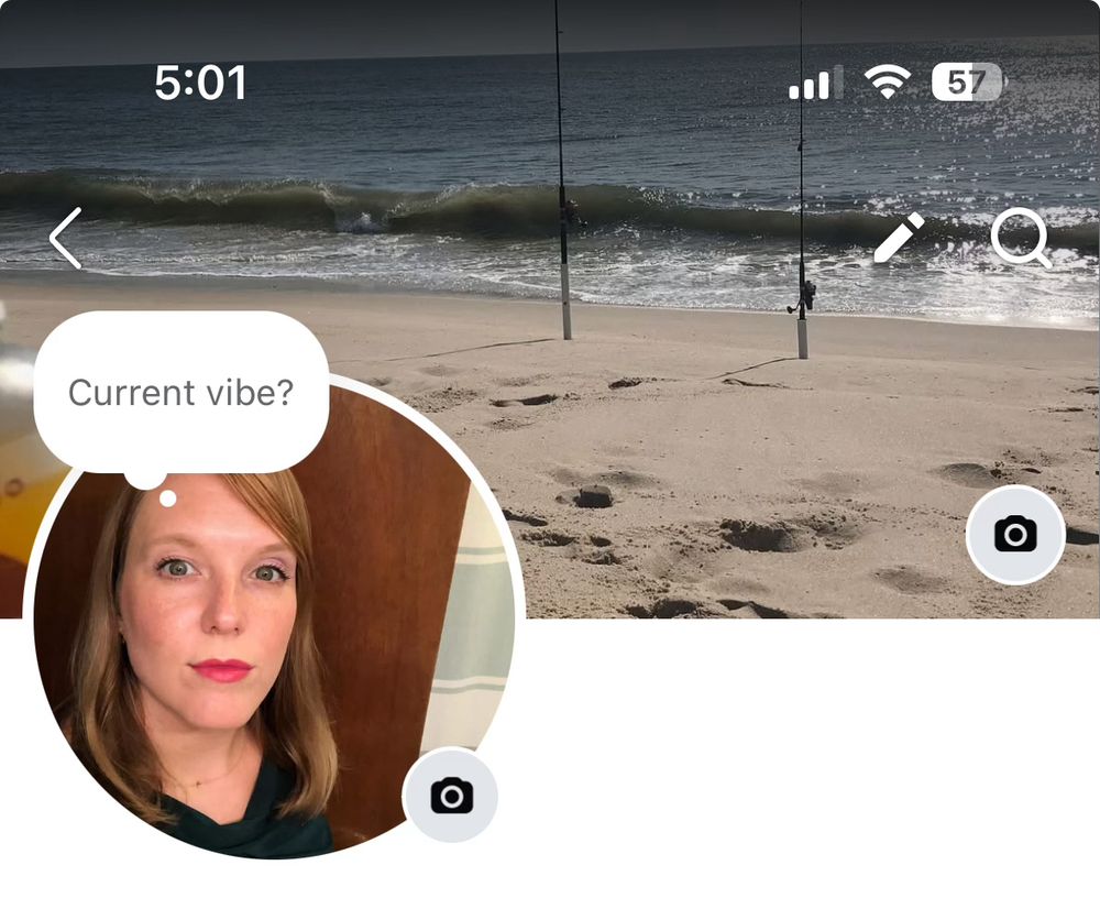 Facebook profile now has a speech bubble asking “current vibe?”