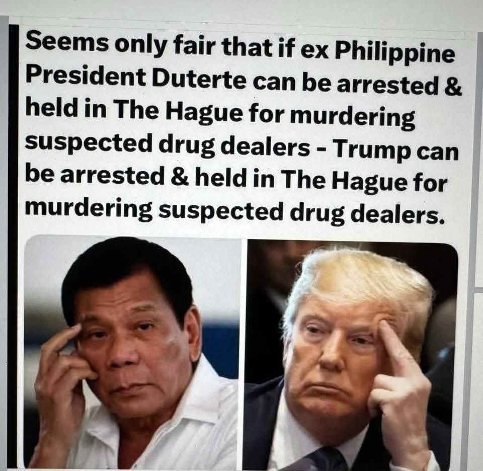 Article asking if Duterte can be held at the Hague for murdering drug dealers without due process why can't Trump be?