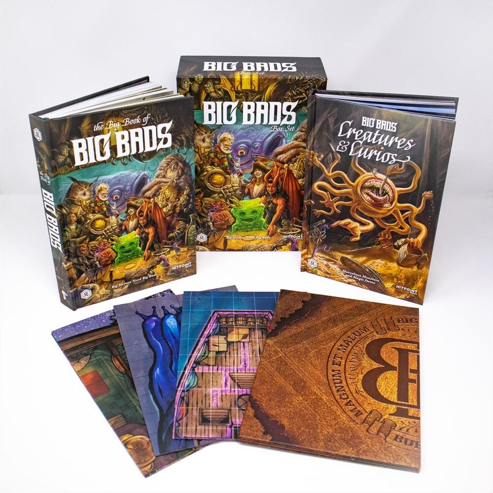 The Big Bads box set, unpackaged and on display.