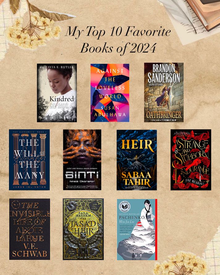 Picture of 10 books that were my top 10 reads in 2024