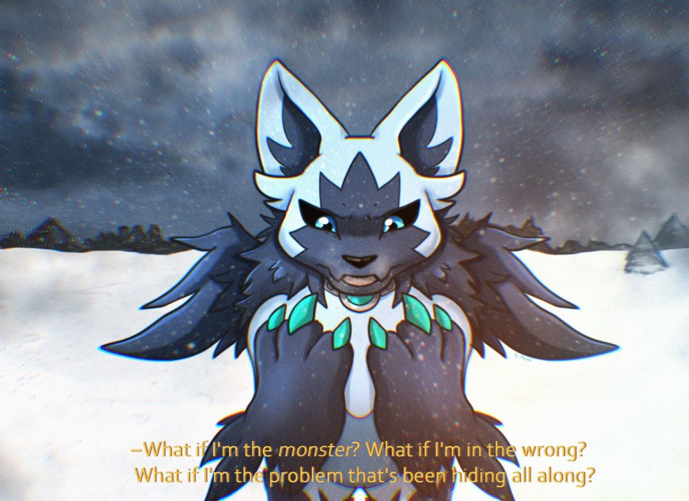 digifake in snow landscape, reciting musical lyrics