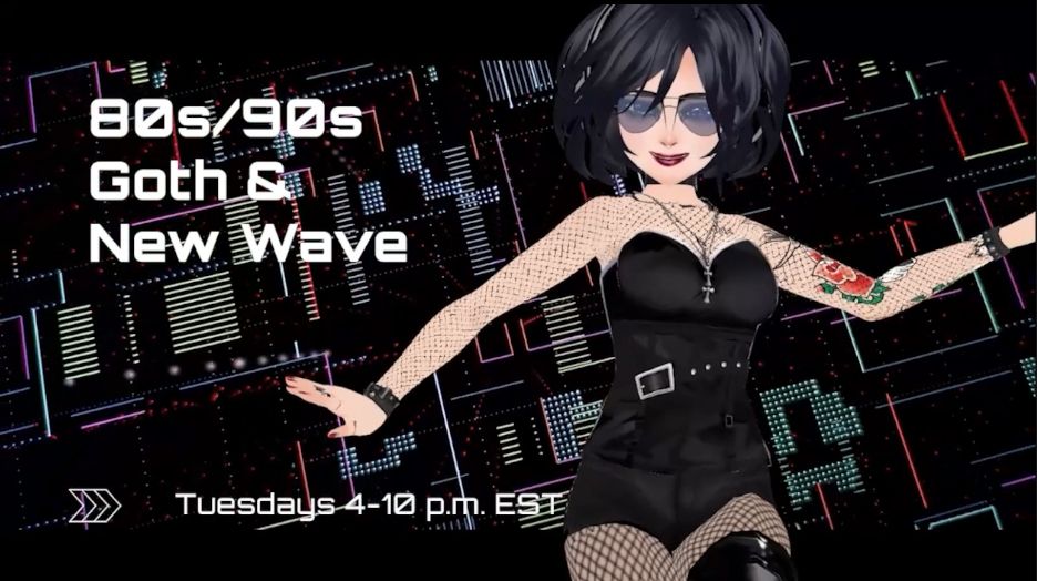 80s 90s goth and new wave Tuesdays 4 - 10 p.m. EDT on Twitch.