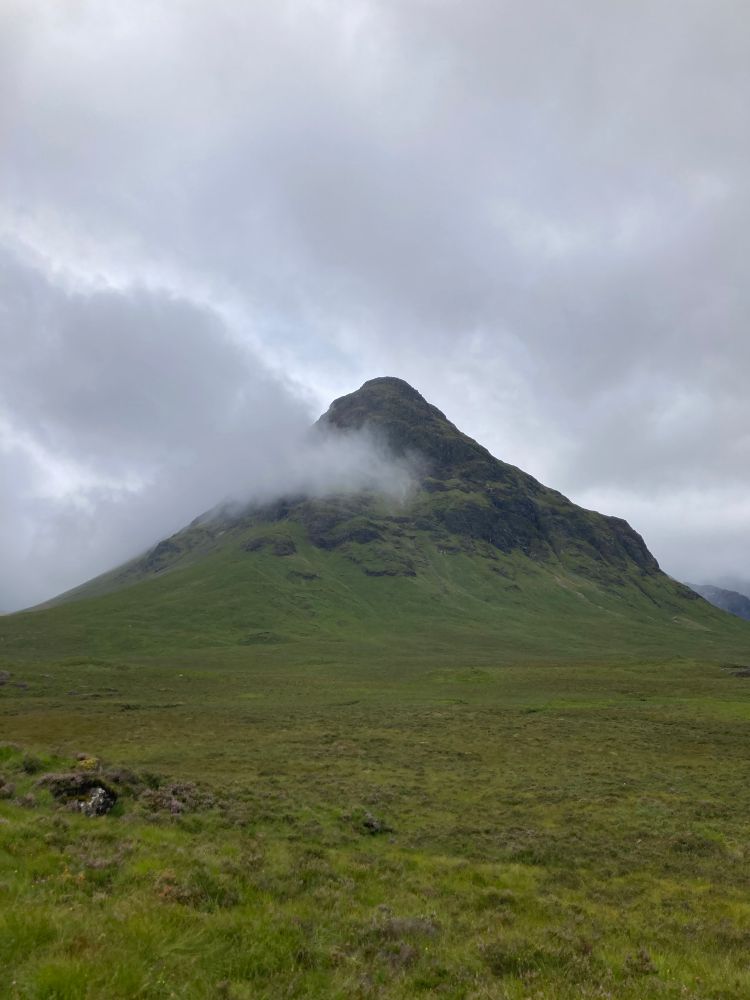 Landscape with hills and clouds. 