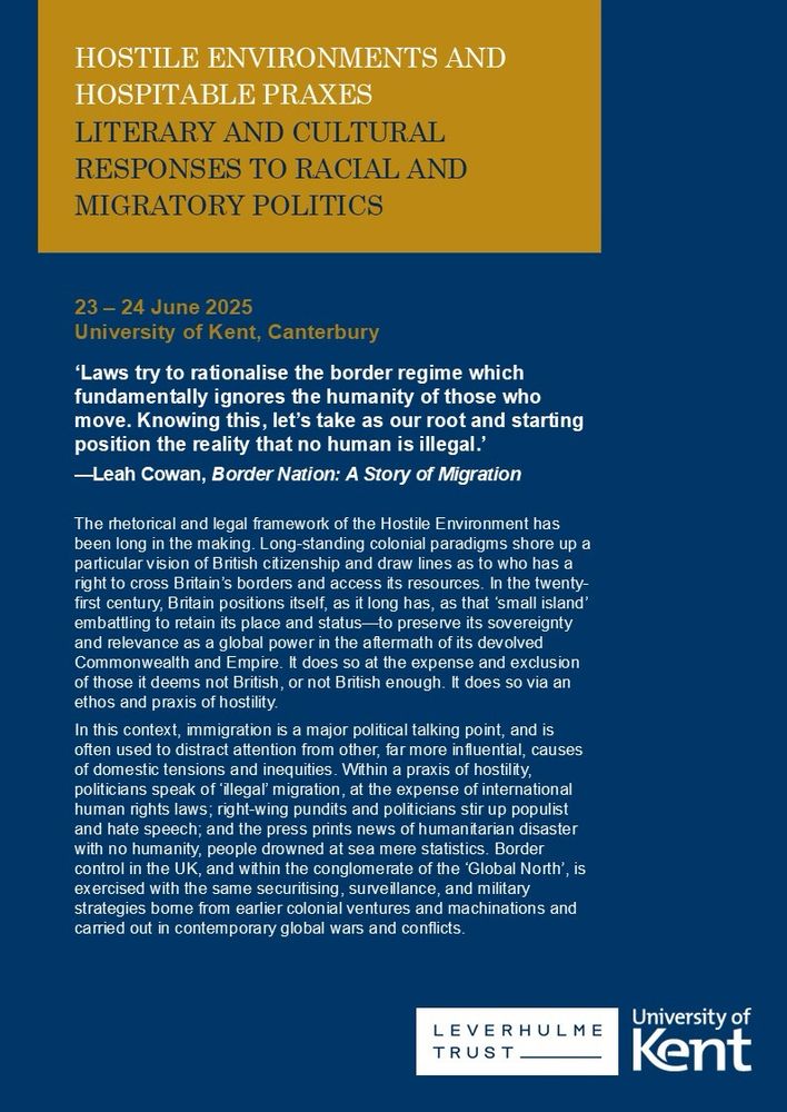 Details of CFP, which can be found here: https://blogs.kent.ac.uk/hostileenvironments-hospitablepraxes/.