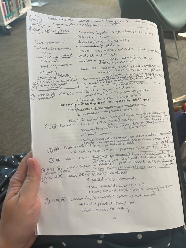 Pictured is the back of my conference programme. A handwritten distillation of the themes, ideas, and thoughts shared over the last two days, presented as closing remarks at the end of today.