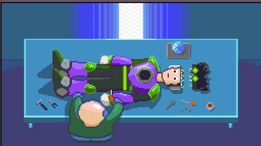 Pixel art cutscene of Blasten's origins