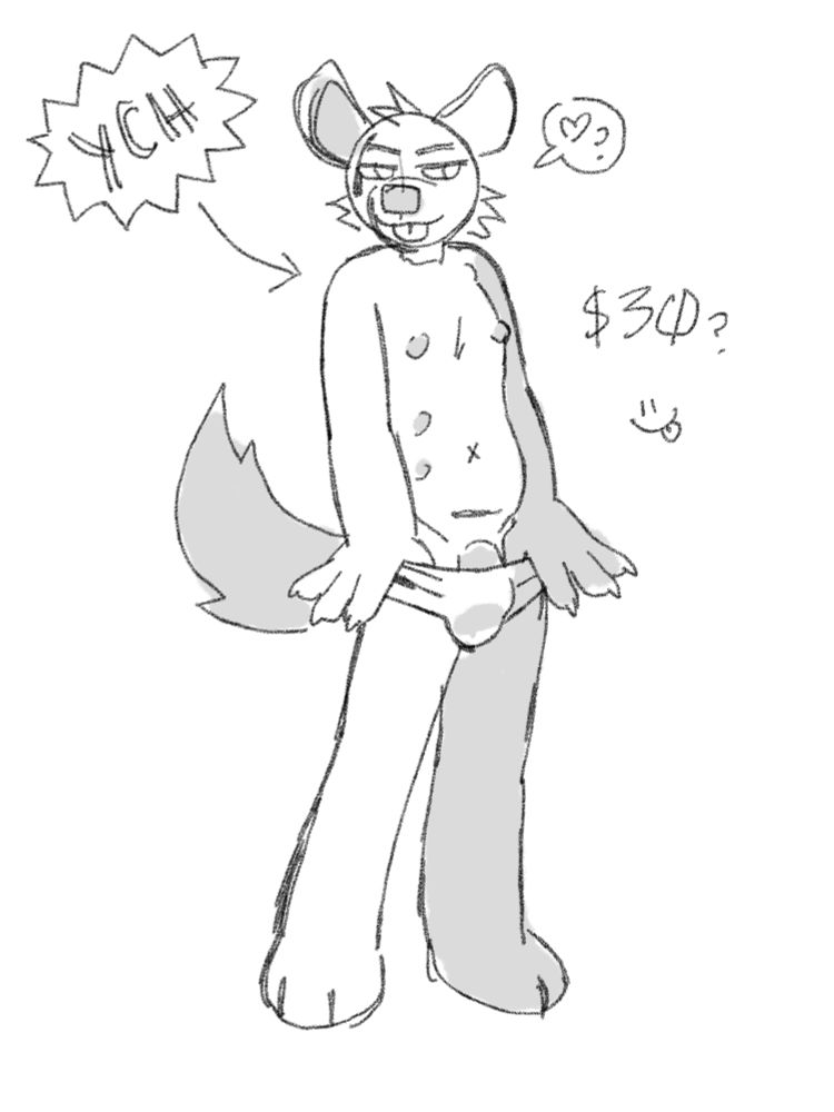 a YCH advertisement of a furry pulling their underwear down