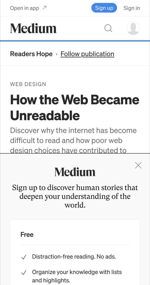 How the Web Became Unreadable by Medium (behind paywall)