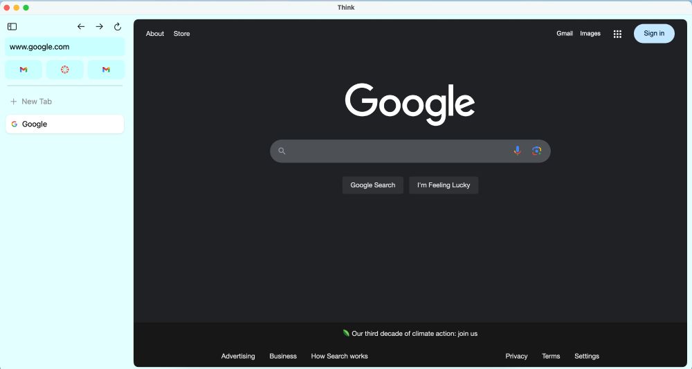 A screenshot of think browser