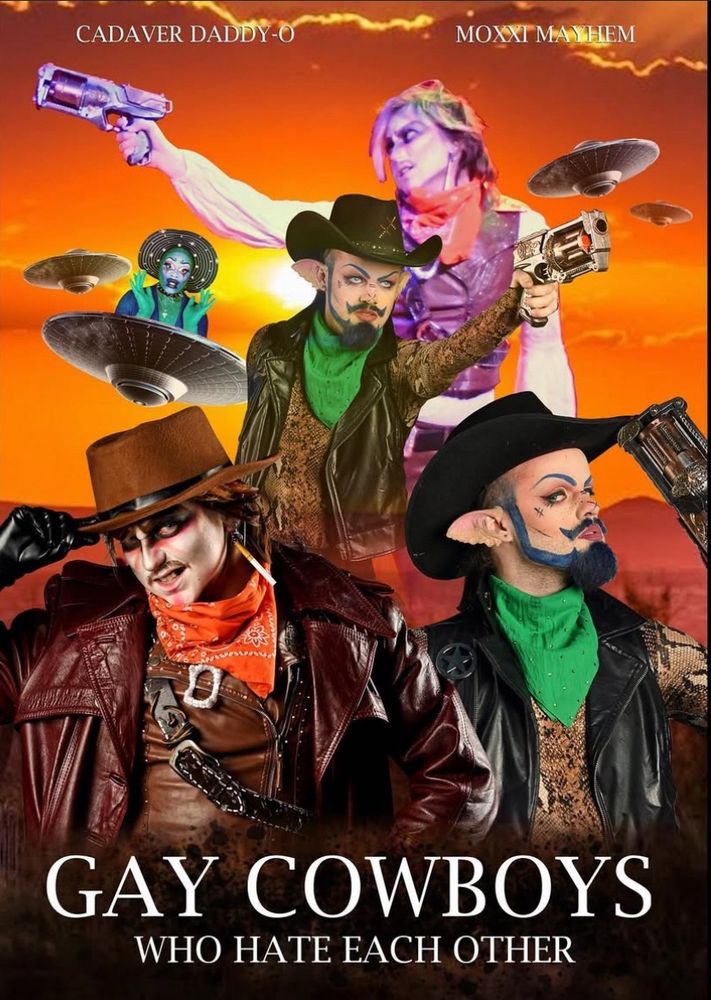 Fake movie poster of two epic gay cowboys who hate each other (featuring TiKi Vonté) 
