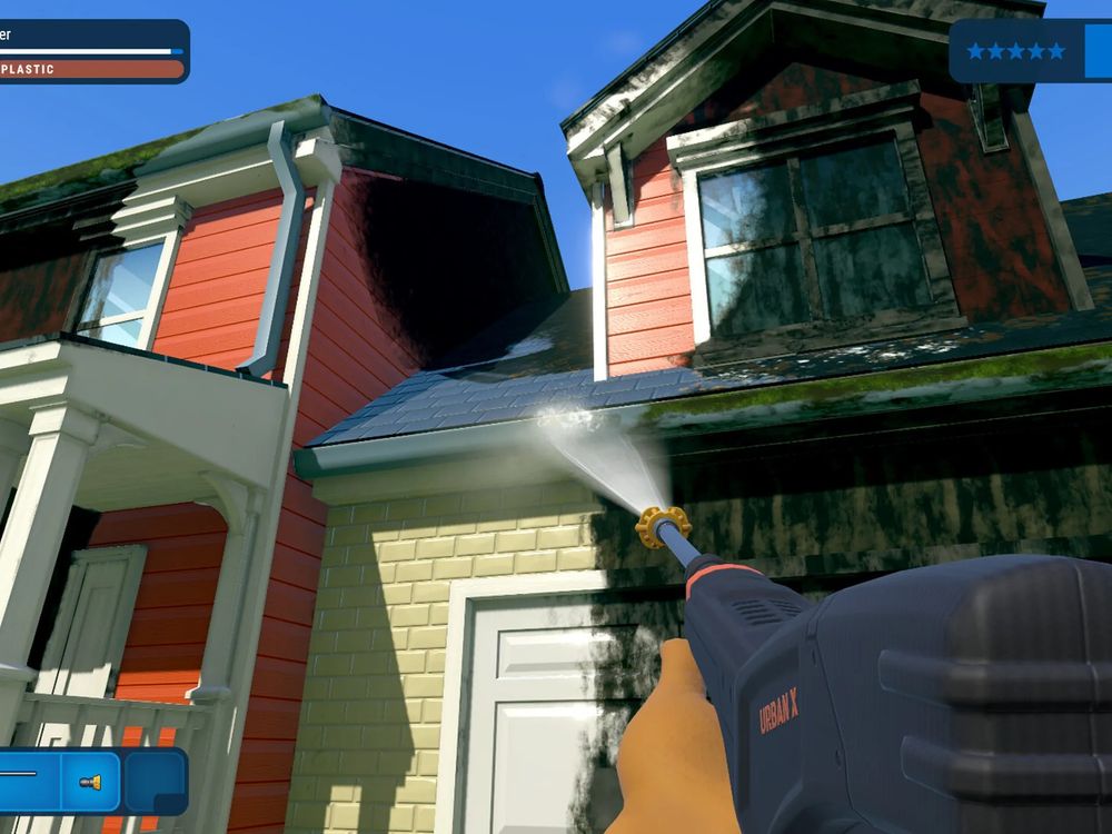 A house in mid powerwash