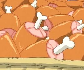 A pile of anime meat on the bone. I don't know what part of what animal it's meant to be