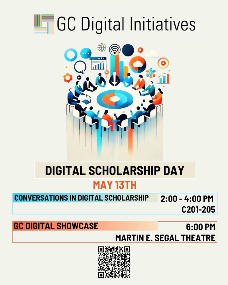 Flyer for GC Digital Initiatives Digital Showcase on Tuesday, May 13, 6 PM. 
