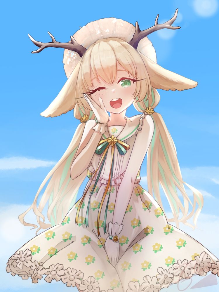 Tsukinoki Chiroru's fanart. Sunny dress, straw hat and brilliant smile.