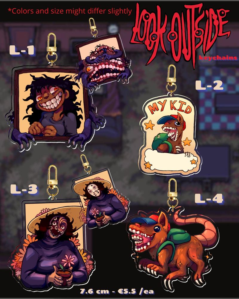 Hellen, rat child and Leigh as keychains 