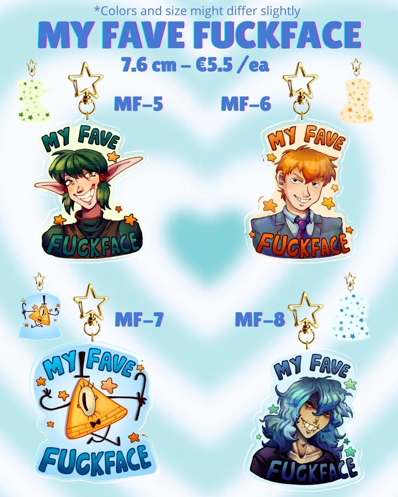 Kisshu, regen, bill cipher and shigaraki as keychians