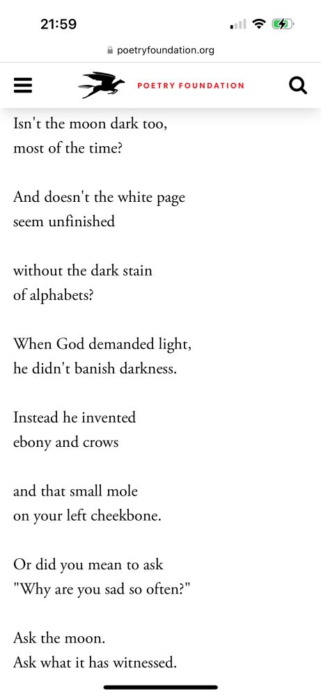 Poem: Why Are Your Poems So Dark? By Linda Pastan