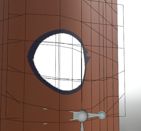 blender mesh with the eye texture stretched wider