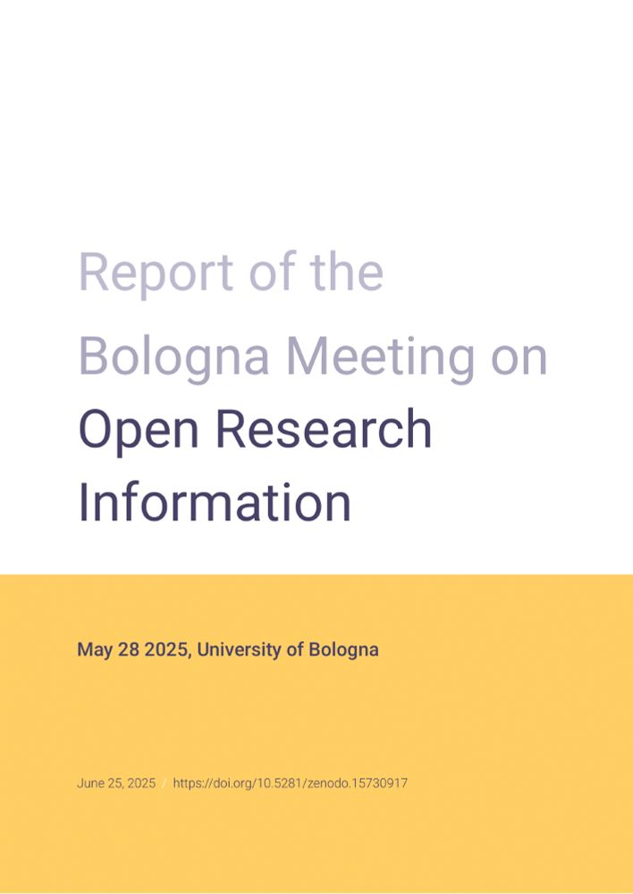 Cover of the Report of the Bologna Meeting on Open Research Information