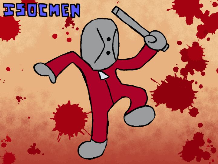 Animation of a Guy in Red clothing hitting the air with a metal pipe