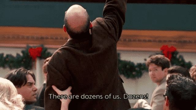 Tobias Funke from 'Arrested Development' standing up in a crowd and screaming "There are dozens of us! Dozens!"