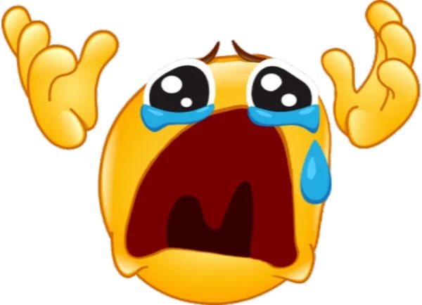 Emoji, crying with hands up in despair