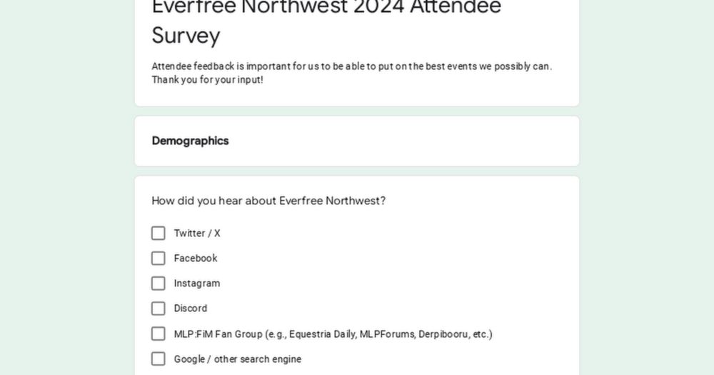 Everfree Northwest 2024 Attendee Survey