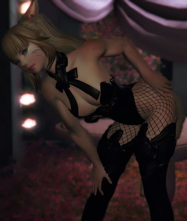 Z'aza posing in a black bodysuit that has her nipples exposed, fishnets and black thighboots.