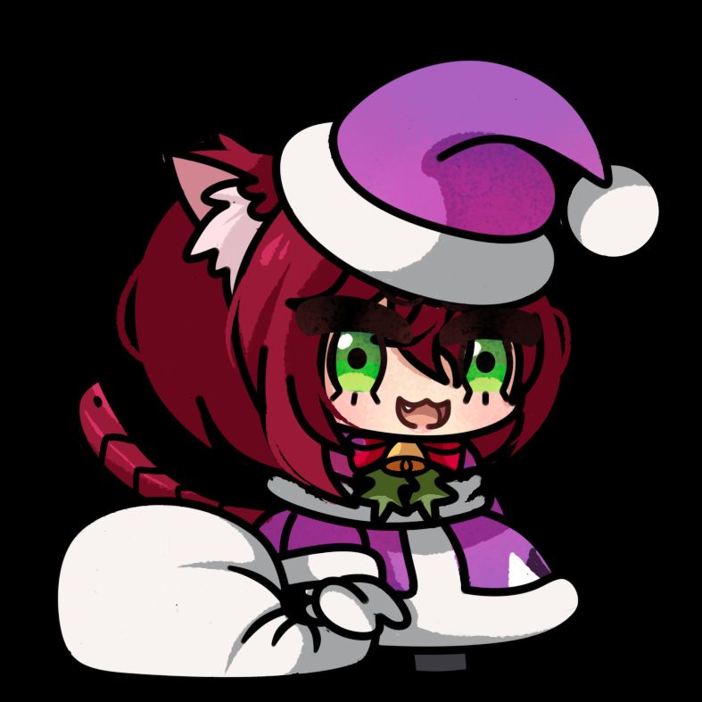 a red haired catboy in a santa outfit, in a similar style to "padoru"