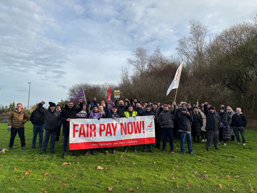 Striking workers on the picket line at Livv Housing 