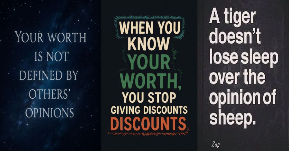 Your worth is not defined by others' opinions When you know your worth. You stop giving discounts A tiger doesn't lose sleep over the opinion of sheep.