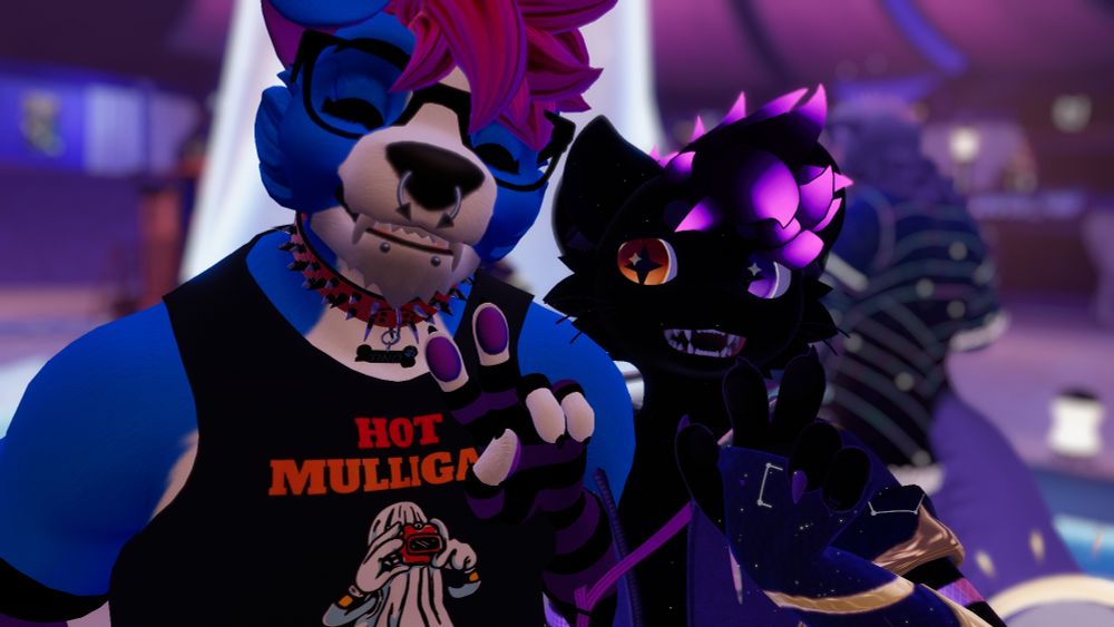 A selfie that PupperinoTino and I took at the Dealer Den at Furality Somna