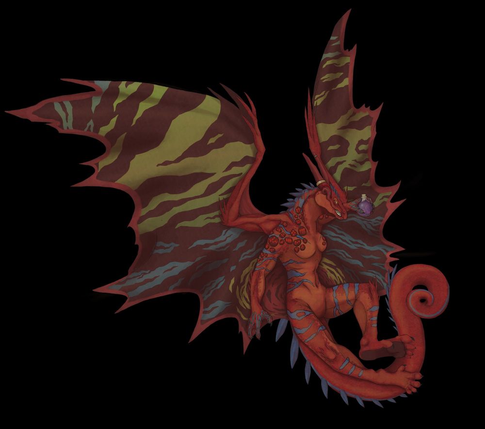 Anthropomorphic dragon colored