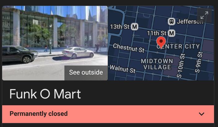 Funk-O-Mart is permanently closed.