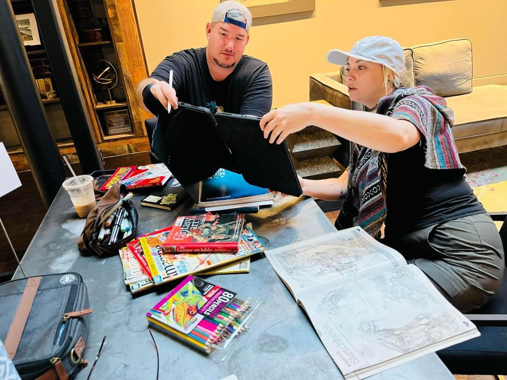 Allen at a Sketchjam at Root Coffeehouse in Pittsburg, KS