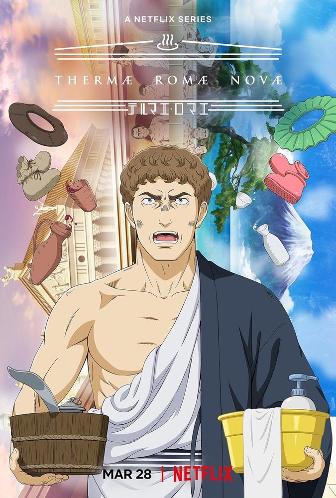 Promotional poster for the netflix anime "Thermae Romae Novae"
