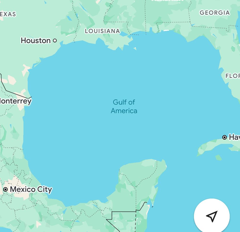 Google maps showing Gulf of Mexico renamed “Gulf of America”