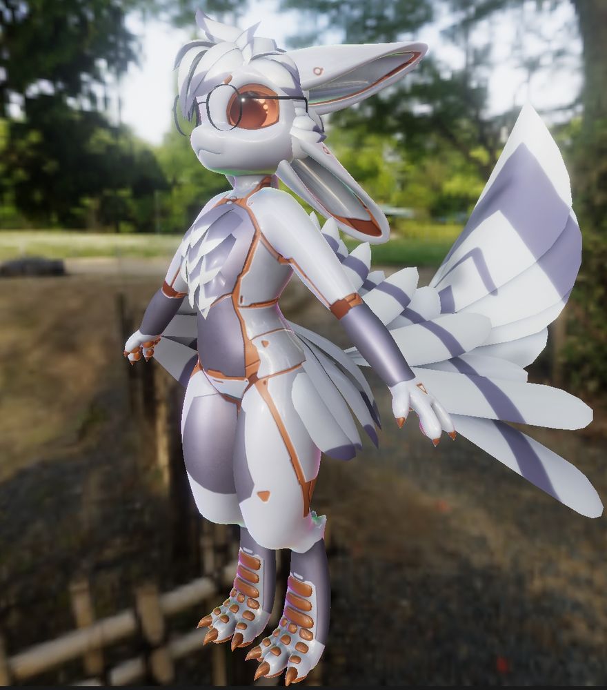 3d model of a robot feather covered anthropomorphic character