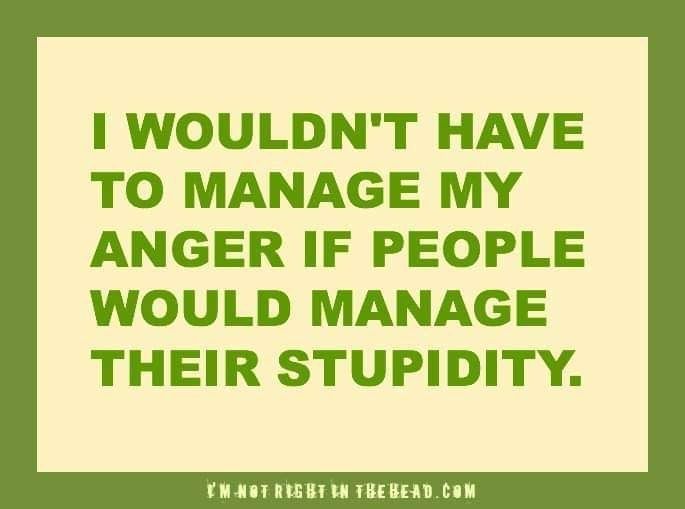 I wouldn't have to mange my anger if people would manage their stupidity.