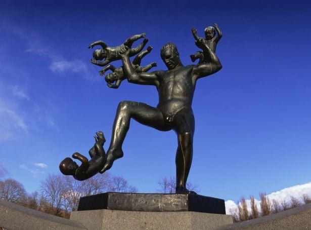 That statue of a guy fighting a bunch of babies.