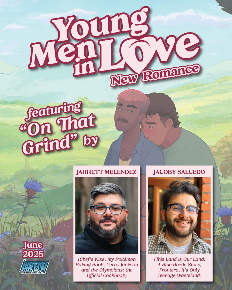 Story graphic for Young Men in Love showing photos of Jarrett Melendez & Jacoby Salcedo, creators for the story “On That Grind”