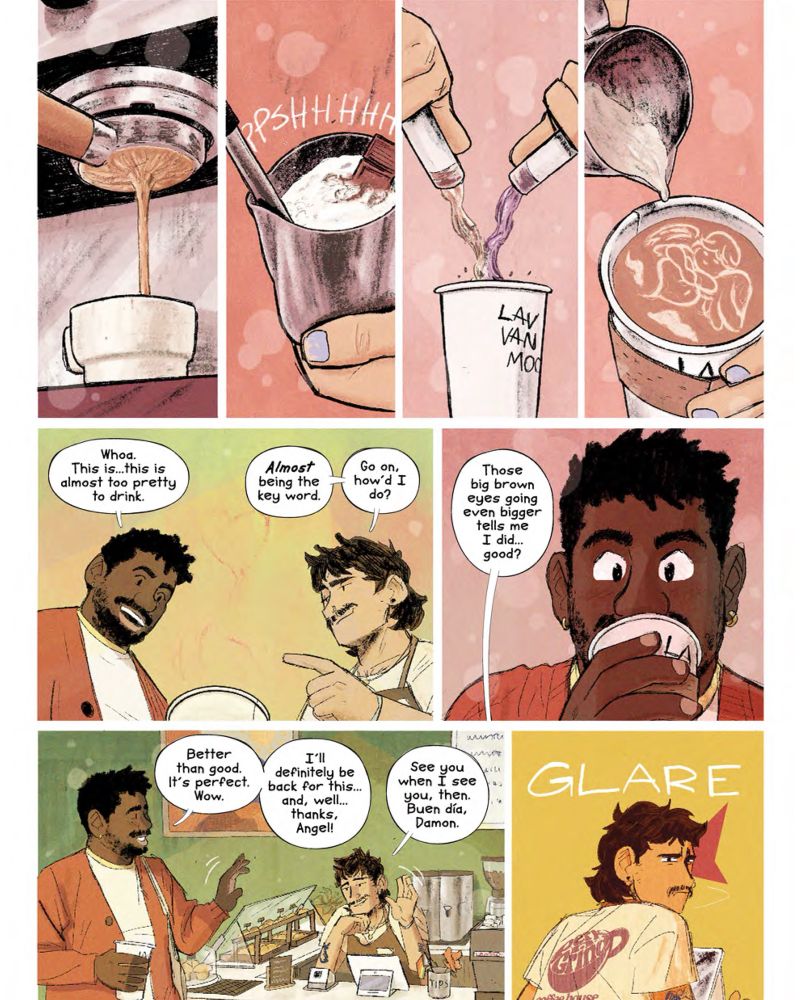 Page 3 of “On That Grind” a story in the “Young Men in Love showing photos: New Romance” anthology.