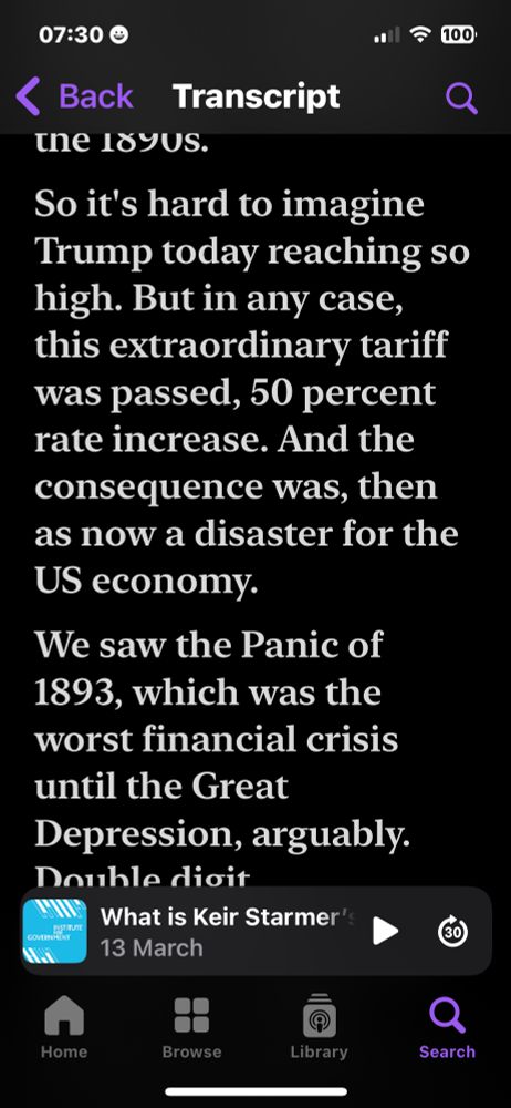 So it's hard to imagine Trump today reaching so high. But in any case, this extraordinary tariff was passed, 50 percent rate increase. And the consequence was, then as now a disaster for the US economy.
We saw the Panic of 1893, which was the worst financial crisis until the Great
Depression, arguably.